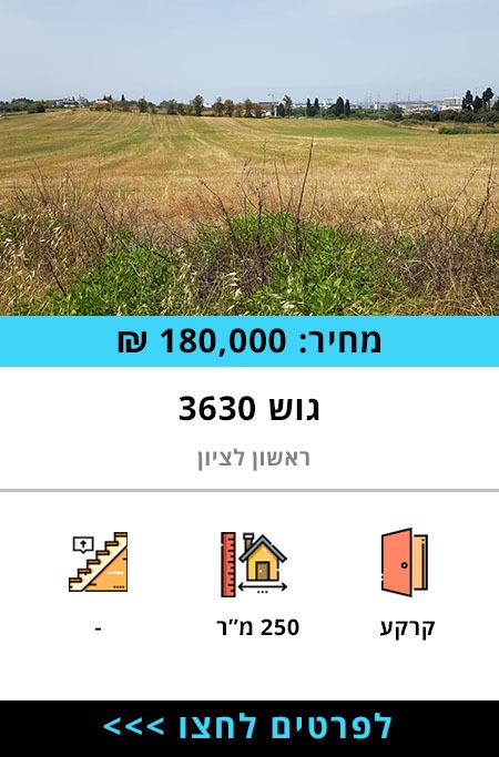 קרקע למכירה גוש 3630 ראשון לציון, קרקע חקלאות למכירה בראשל"ץ - ברוקר נדל"ן